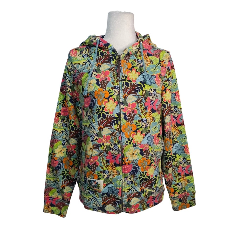 Disney World Minnie Mouse Tropical Full Hawaiian Maximalist Hula Zip Hoodie XL - Picture 1 of 11